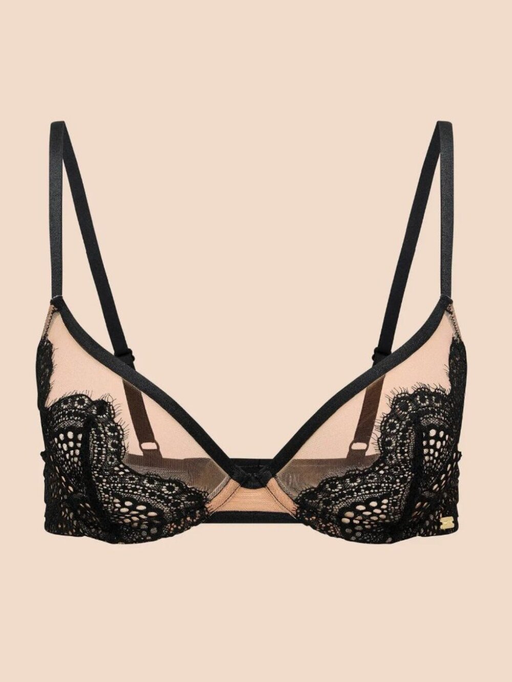 New! Adore Me Black Sonja Lace Underwired Unlined Plunge Bra 34H 34676